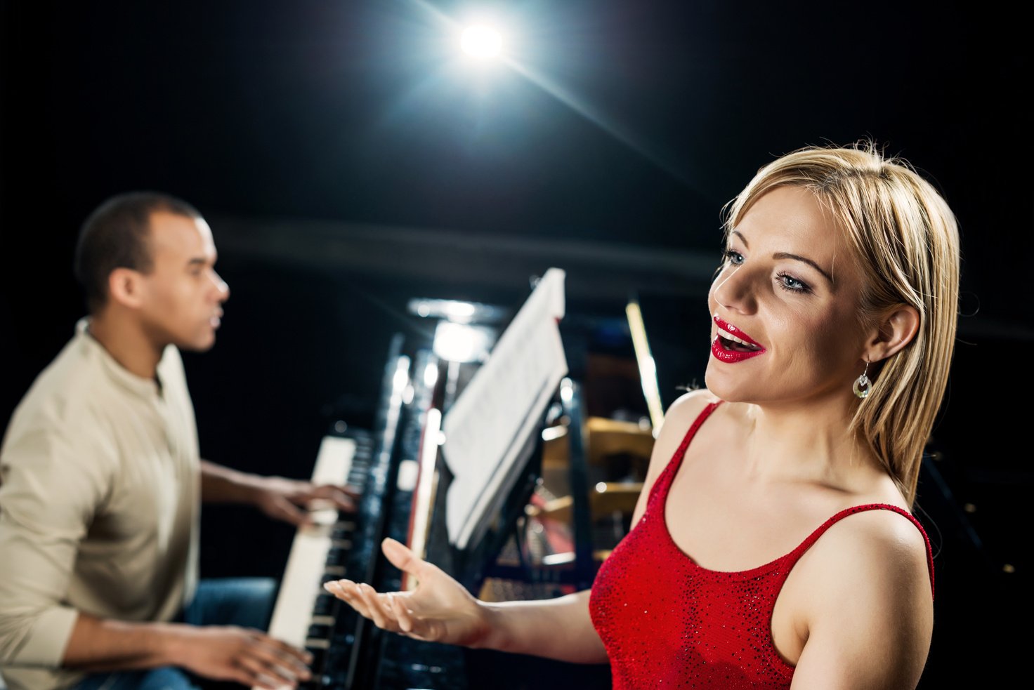 Female opera singer with a pianist.